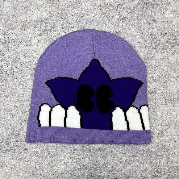 Y2k 2000s dark purple and lavender star beanie - Picture 1 of 7
